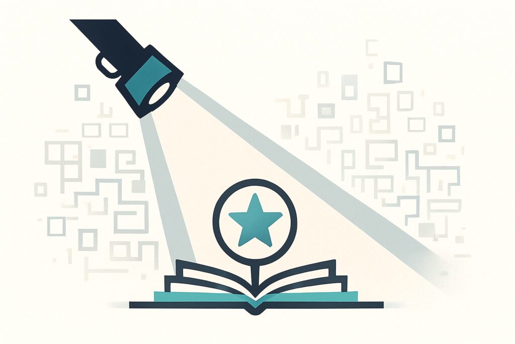 Spotlight revealing a hidden opportunity symbol.