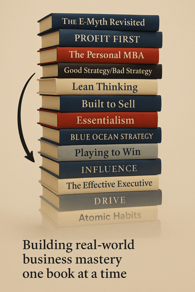 Business Books stack showing the roadmap to be followed