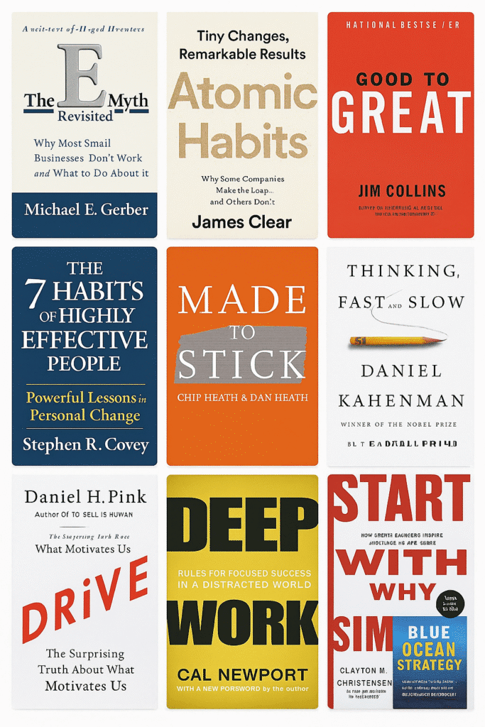 Mini covers of some of the Books we will digest into Action and Knowledge