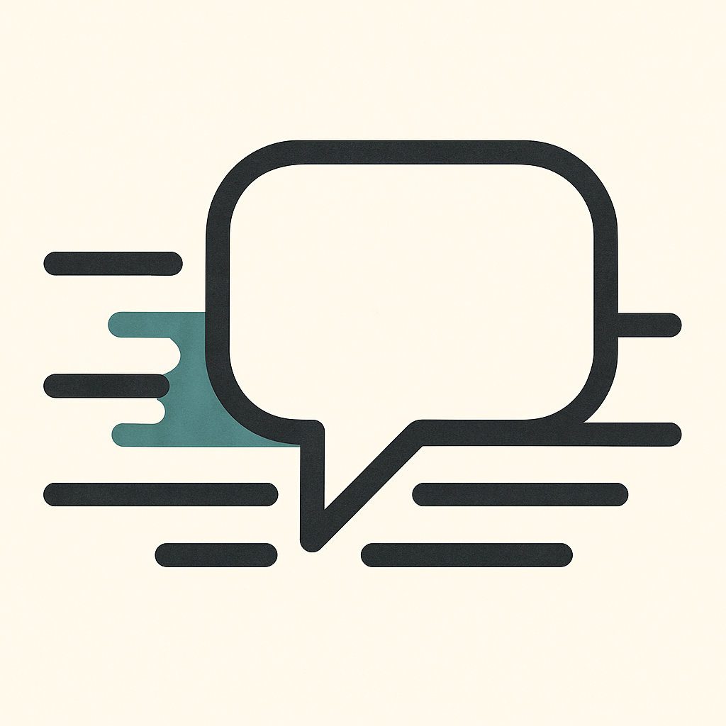 Icon of a geometric speech bubble cutting through noise.