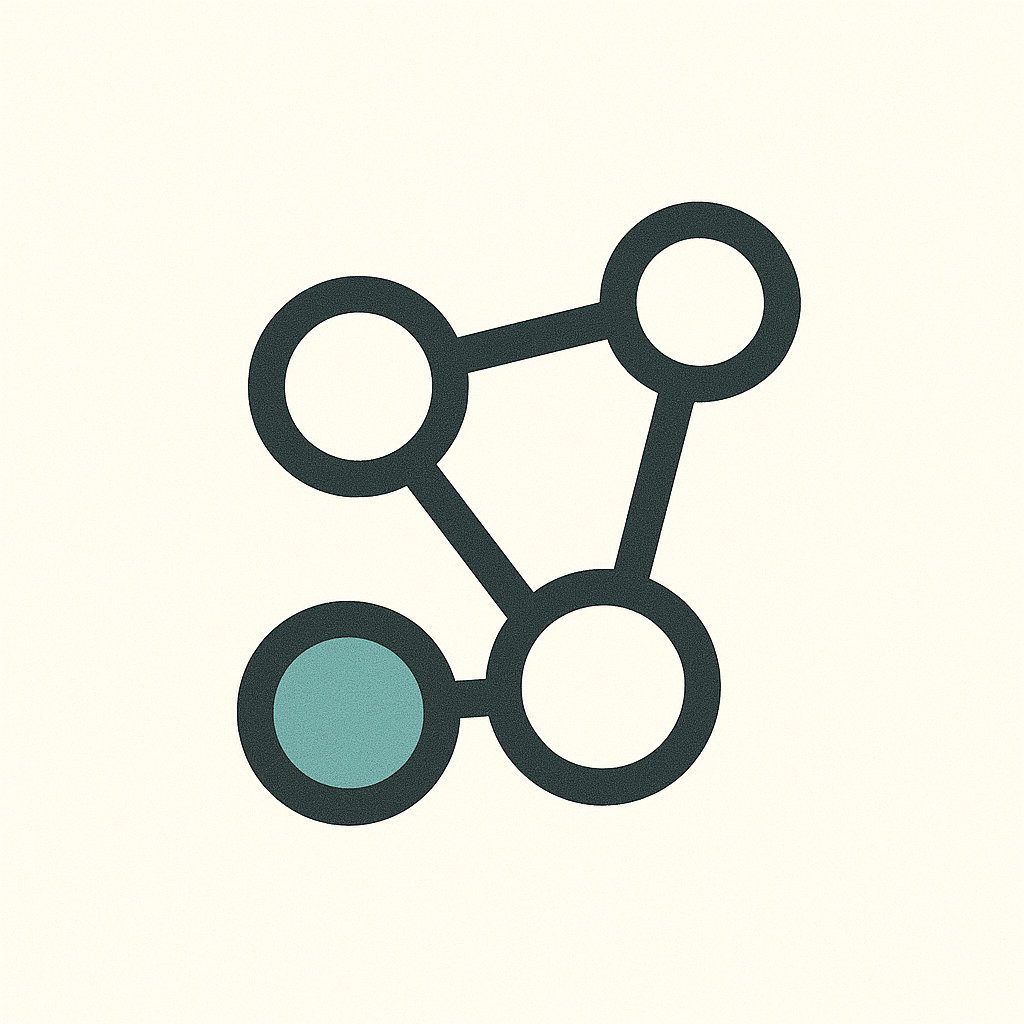 Icon of interconnected geometric nodes forming a network.